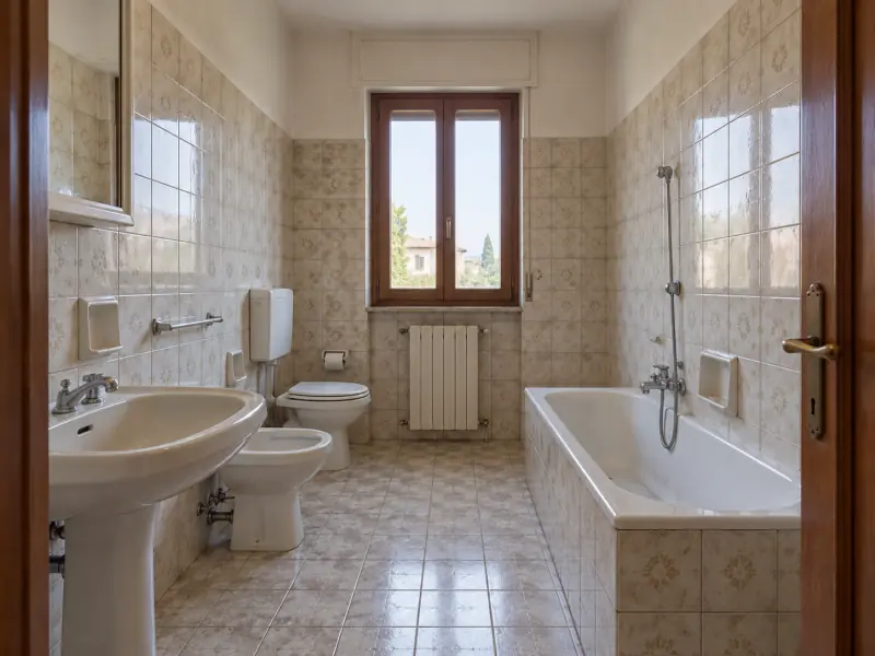 Bagno prima dei lavori: immagine illustrativa generata con IA